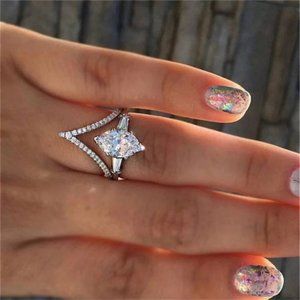 Bridal Wedding Engagement White Sapphire Ring